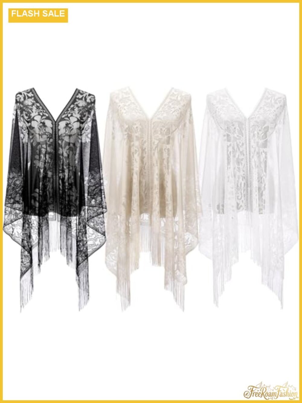 Lace Shawls & Wraps for Evening Dresses Fringe Scarf 1920s Party Wedding